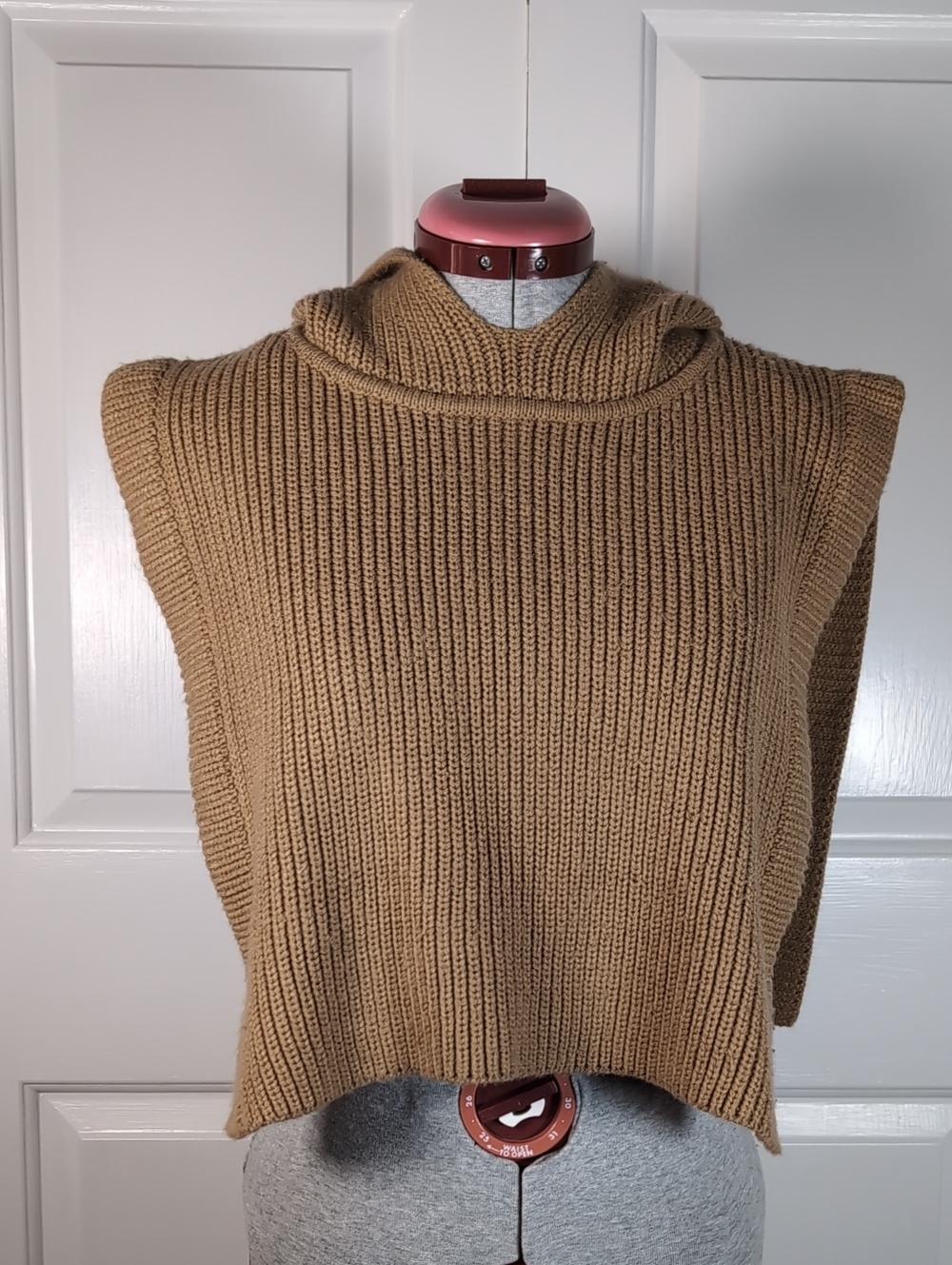 Zara Brown Chunky Ribbed Knit Hooded Dickey Collar Neck Warmer Gorpcore Layer